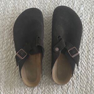 Birkenstock Black Suede Slip-On Clogs Sz:42